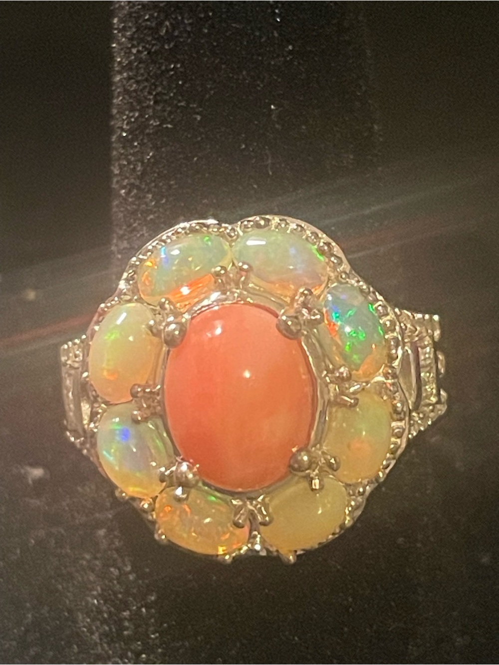 925 Silver Ethiopian Opal Ring - Women Jewelry